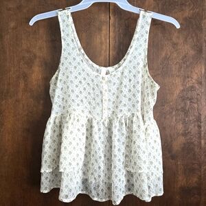 Route 66 Floral Sleeveless Peplum Top, M
